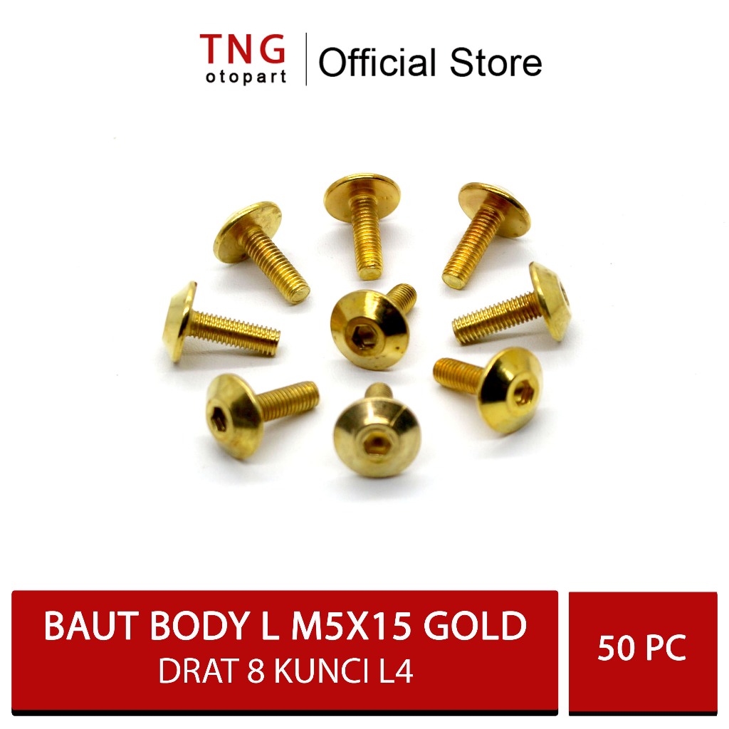 50 pcs Baut Body L Drat 8 Gold / Baut Body xride Gold20 pcs Baut Body L Drat 8 Gold / Baut Body xrid