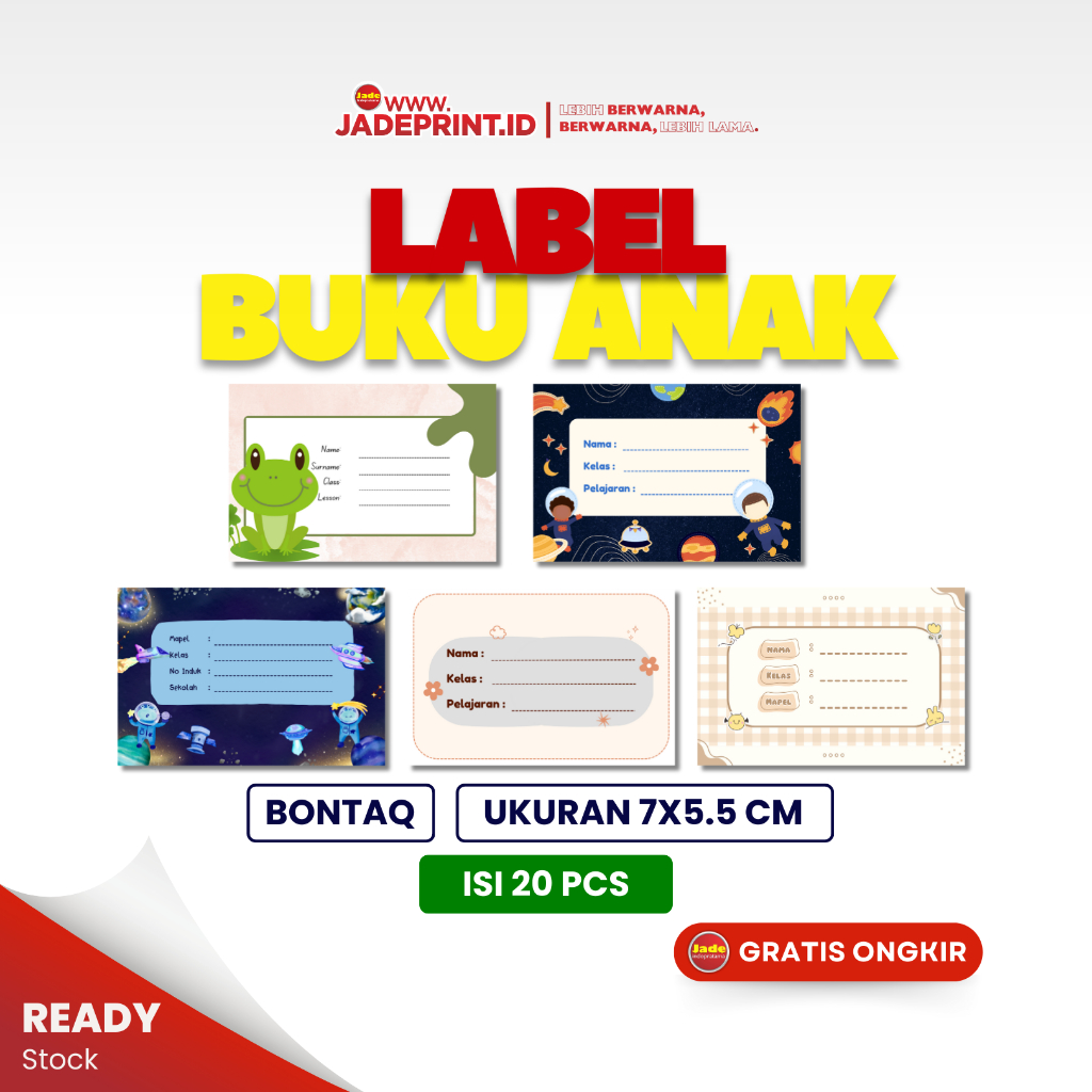 

[LABEL BUKU ANAK] Sticker Label Buku Sekolah 7,5x5cm Stiker Buku Anak isi 60 Lembar Stiker Murah