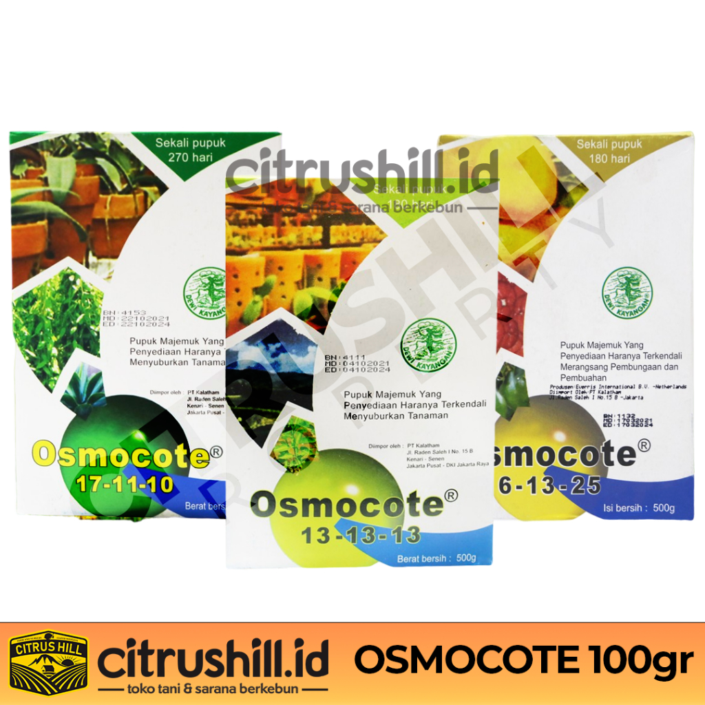 PUPUK OSMOCOTE DEKASTAR 171110 131313 61325 - PUPUK NPK BUAH DAUN AGLONEMA - 500gr 100gr