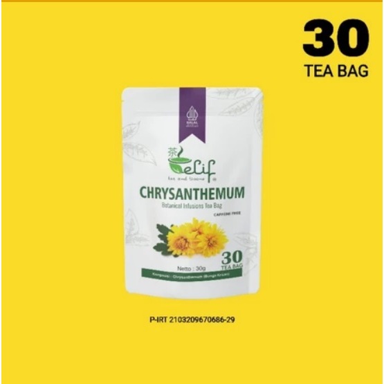 

TEH HERBAL ELIF TEA AND TISANE Chrysanthemum Tea | Teh Bunga Krisan untuk Jerawat Mendem Panas Dalam Tenggorokan Kering | 30 Tea Bag