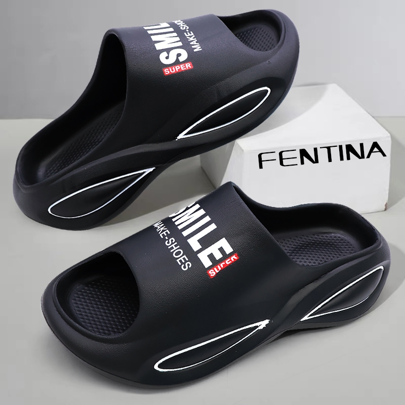 FENTINA Sandal Platform Pria Kekinian Sandal Cowok Tinggi Olahraga Pria Sandal Slide Pria