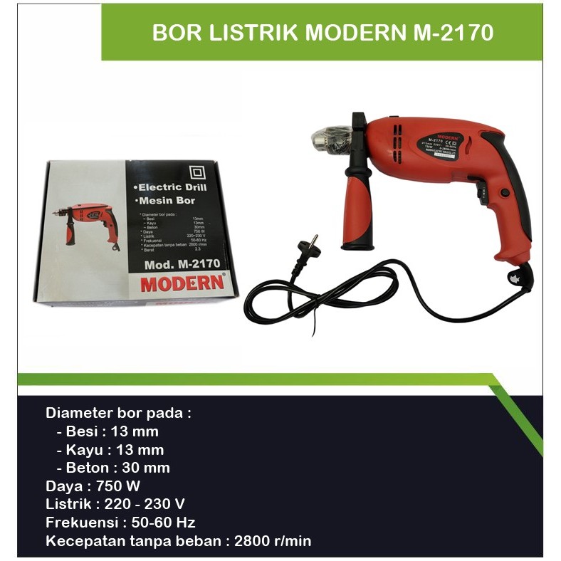 Bor Listrik Modern M-2170 / Bor Listrik Tangan / Electric Drill