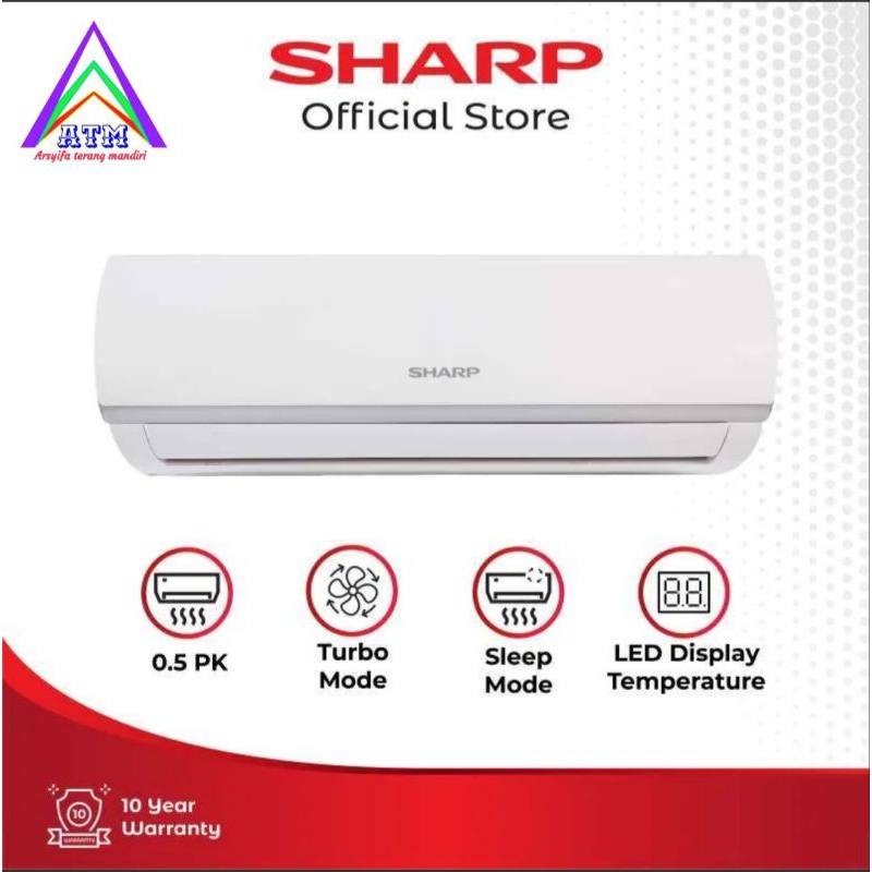 AC SHARP AH 05 ZCY, 1/2 PK WATT 340 + PASANG PAKETAN 3 METER