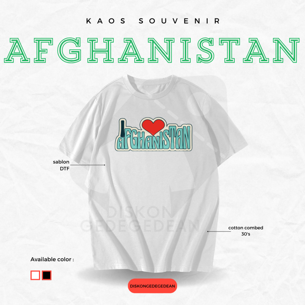 Diskongedegedean Kaos Souvenir Afghanistan Baju Tshirt Oleh Oleh Kota Arab Kabul Dewasa Anak Banyak 