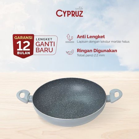 CYPRUZ PRESS COLOR HANDLE WOK 30CM (GREY) 10X1 KI-1003