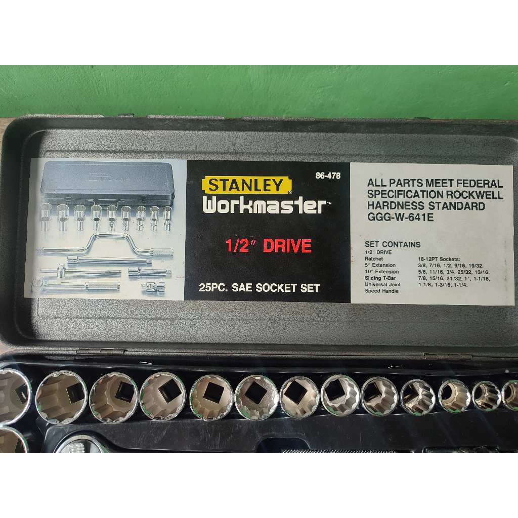 Stanley Workmaster 25Pc 1/2" Drive Socket Set / 86-478