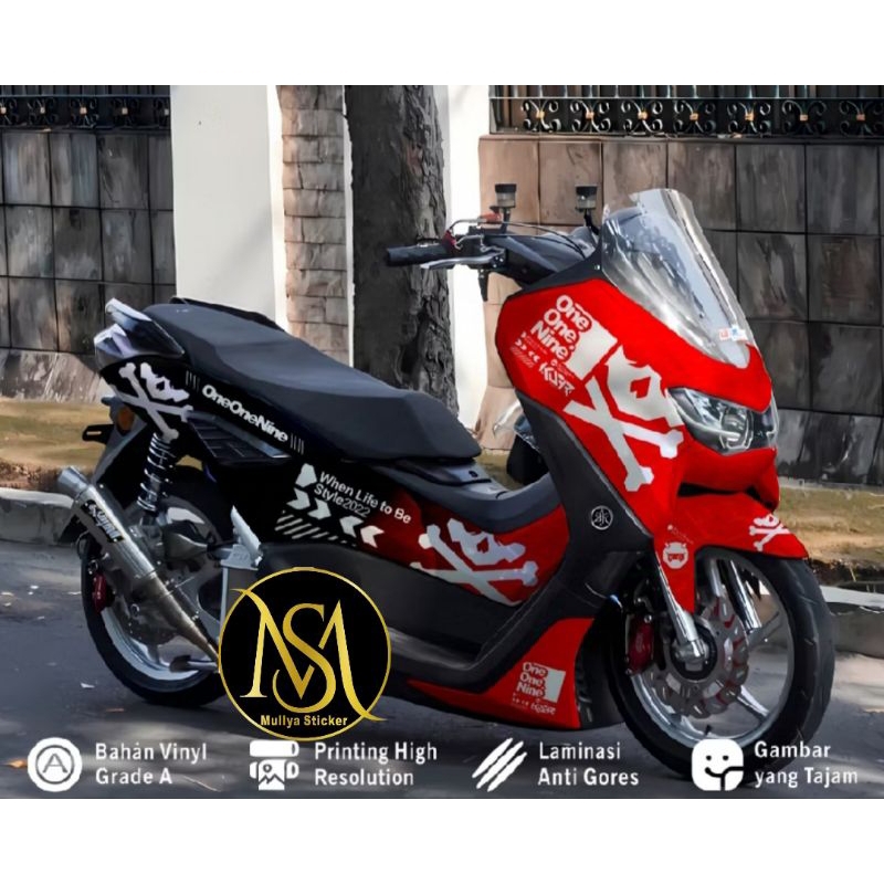 Stiker Decal Nmax New 2020 Full Body Motif Terbaru Warna Merah