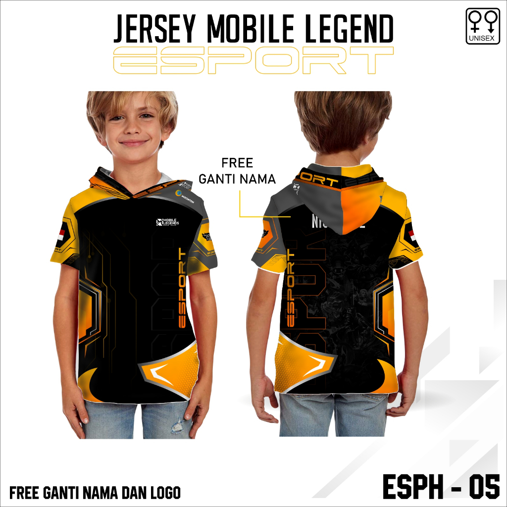 Hoodie anak jersey mobile legend baju esport kaos game