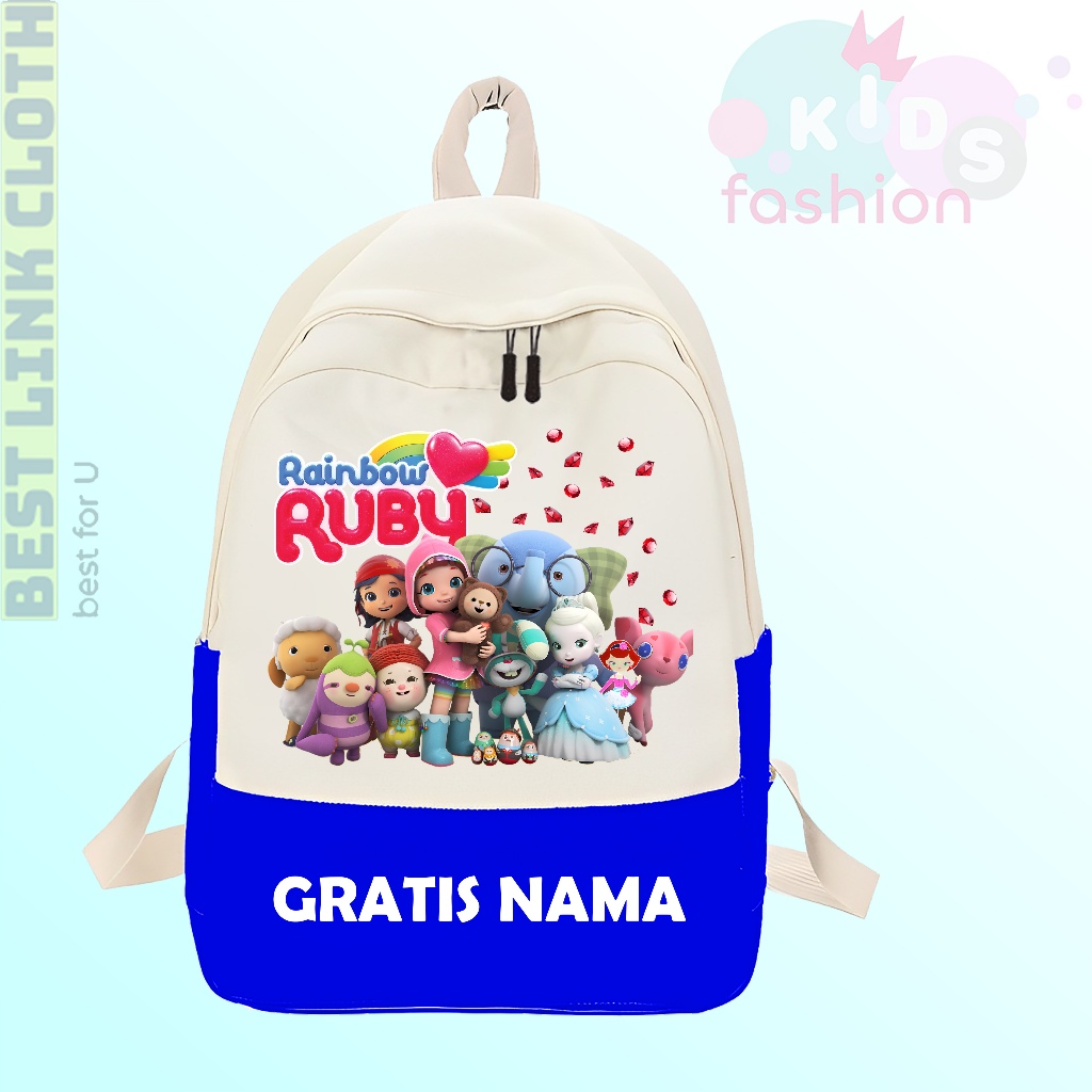 Tas Anak Sekolah SD TK Costum Rainbow Ruby All Karakter Free Nama