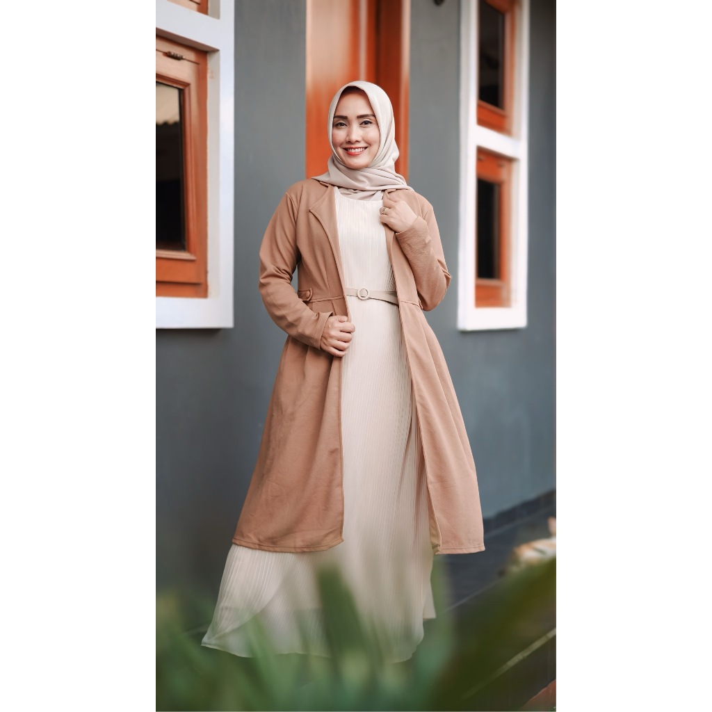 Long Outer Cardigan Blazer Wanita Korea Style / Long Cardigan Wanita Panjang Fashion Muslim Outer
