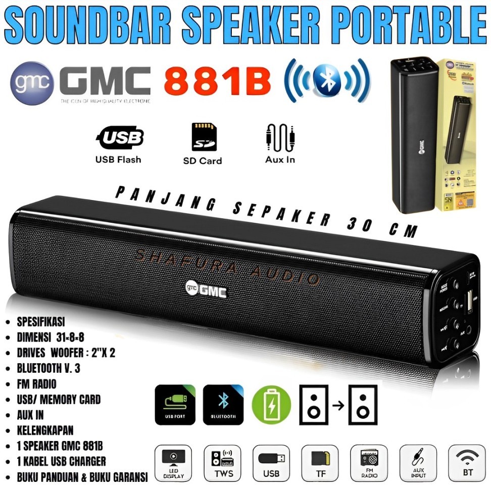 Speaker Bluetooth Gmc 881b Spaker Portable Portabel 881 B | Salon Speaker Soundbar Gmc 881-B Fuul Ba