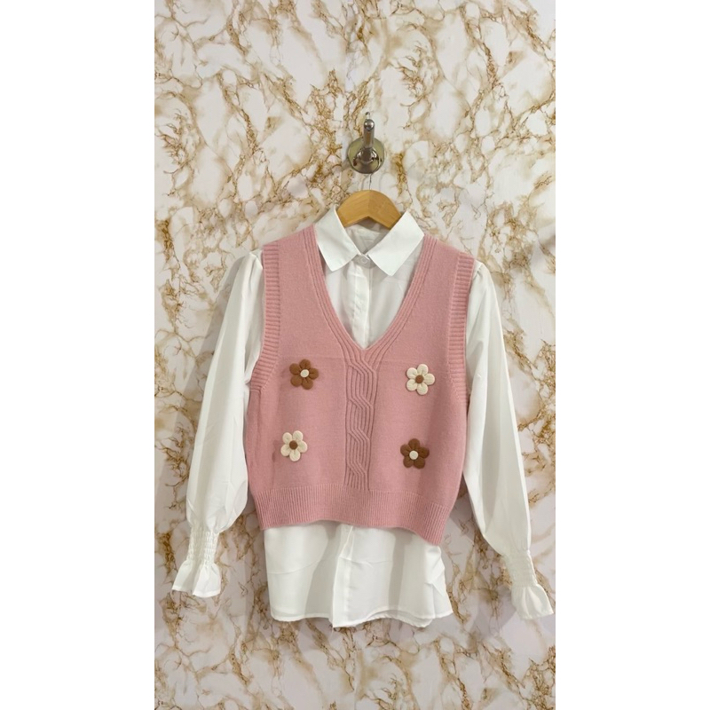 [READY STOCK] SET VEST IMPORT / VEST RAJUT / VEST KEMEJA / KOREAN VEST / VEST BUNGA / ATASAN WANITA 