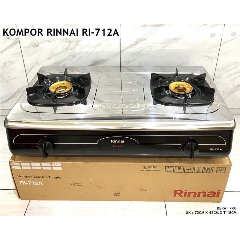 Kompor Gas Rinnai RI-712A / Kompor Gas Rinnai 2 Tungku Besar(Tinggi)