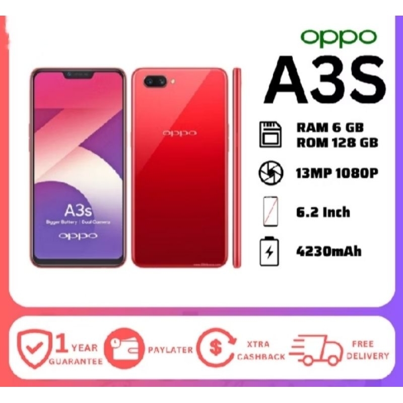 HP OPPO A3S ram 6/128GB/ 4 G LTESmartphone GARANSI 2 TAHUN  Baru