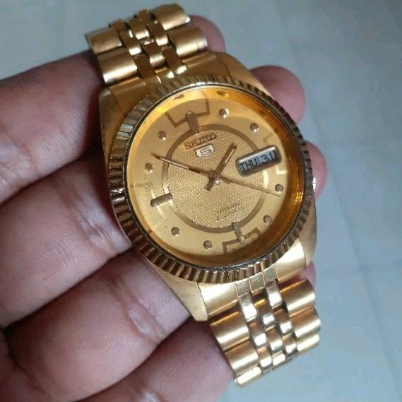 JAM SEIKO 5 CAL-7009A TIPE PRESIDENT ORIGINAL JAPAN  GOLD PLATED LIKE NEW .(second,vintage,kuno)