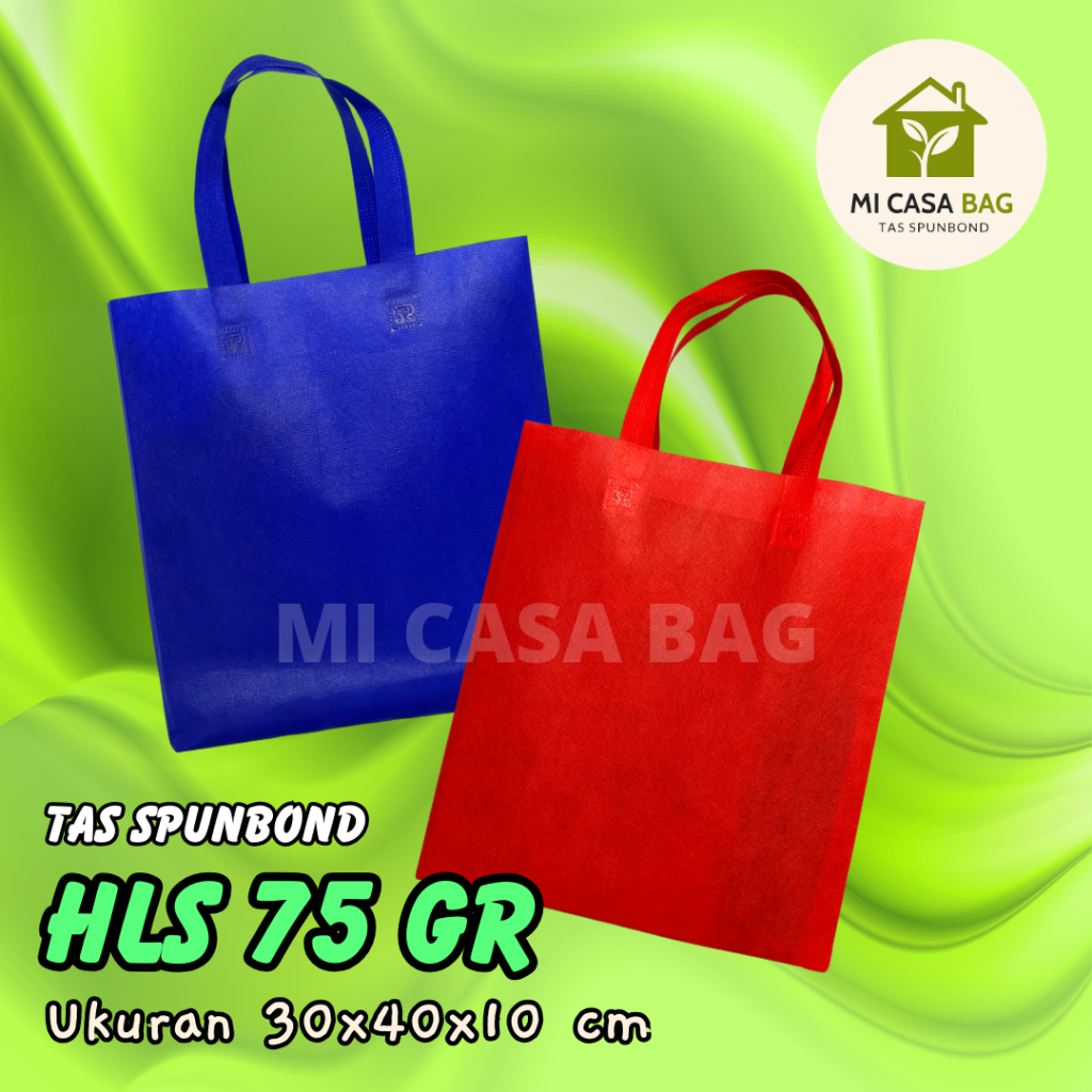 

TAS SPUNBOND HANDLE LIPAT SAMPING (HLS) 30X40X10 CM 75GR POLOS UNTUK TAS SOUVENIR, SYUKURAN, MENGENANG, PROMOSI, BANSOS,DLL