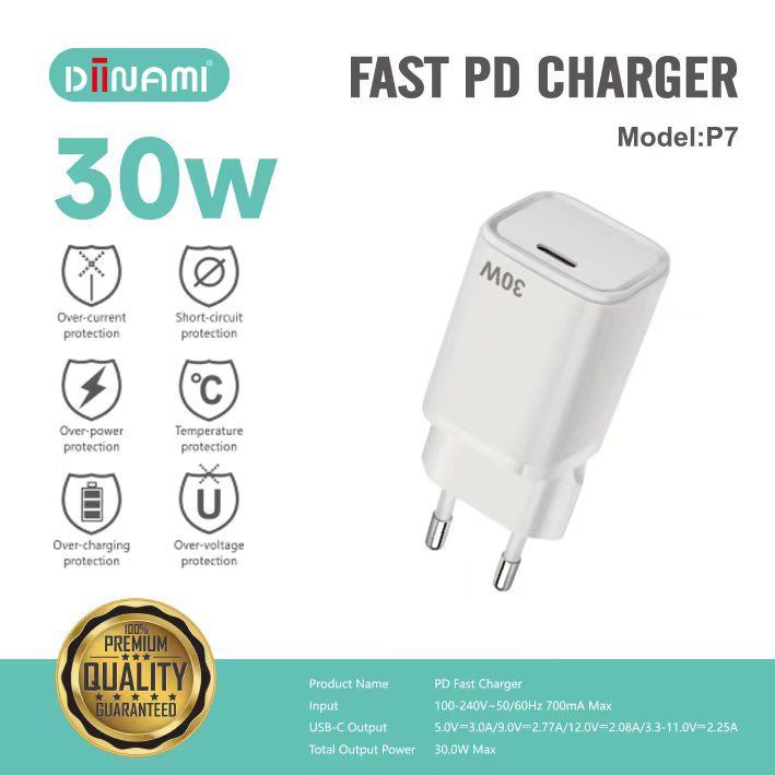 DIINAMI P7 GAN Charger 30W ADAPTOR Type C Fast Charging PD QC SFC For Iphone 12 13 14 15 16 BD8507