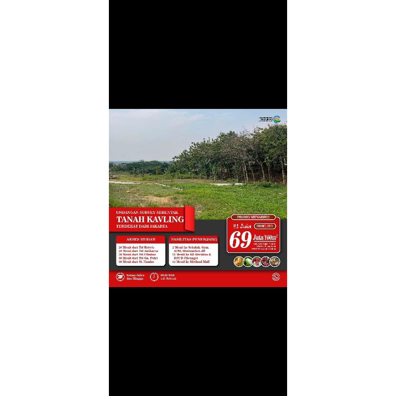 TANAH KAVLING LOKASI DEKAT JAKARTA 20 MENIT DARI CIBUBUR