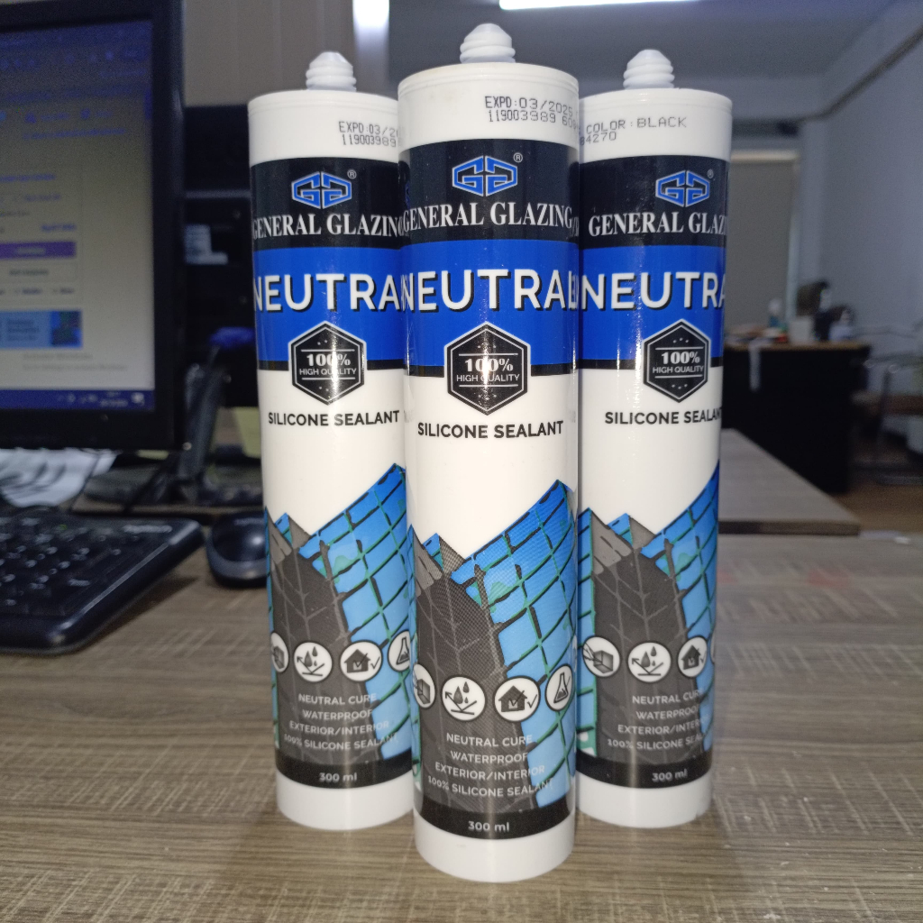 General Glazing GG Neutral 300ml Sealant Silicone Netral Lem Kaca Silen Hitam Silent Putih