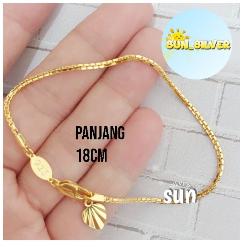 GELANG TANGAN SANTA HWT PERAK 925 LAPIS MAS GELANG GOLD 24