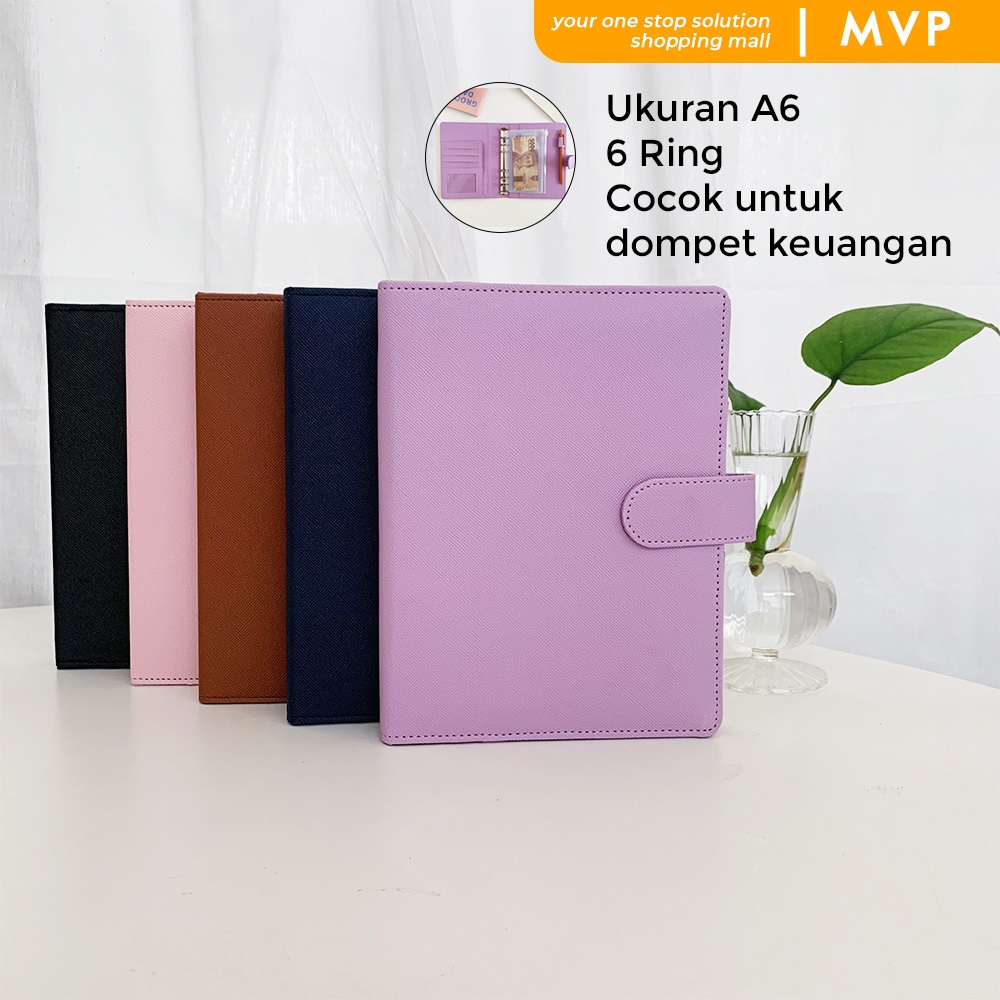 

MVPBinder Polos Exclusive Kulit Sintetis Ukuran A6 Ring 6 Binder Dompet Keuangan