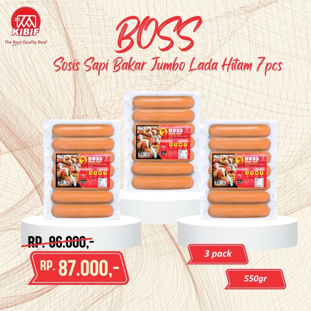

Boss Sosis Bakar Jumbo Lada Hitam isi 7pcs Triple Pack