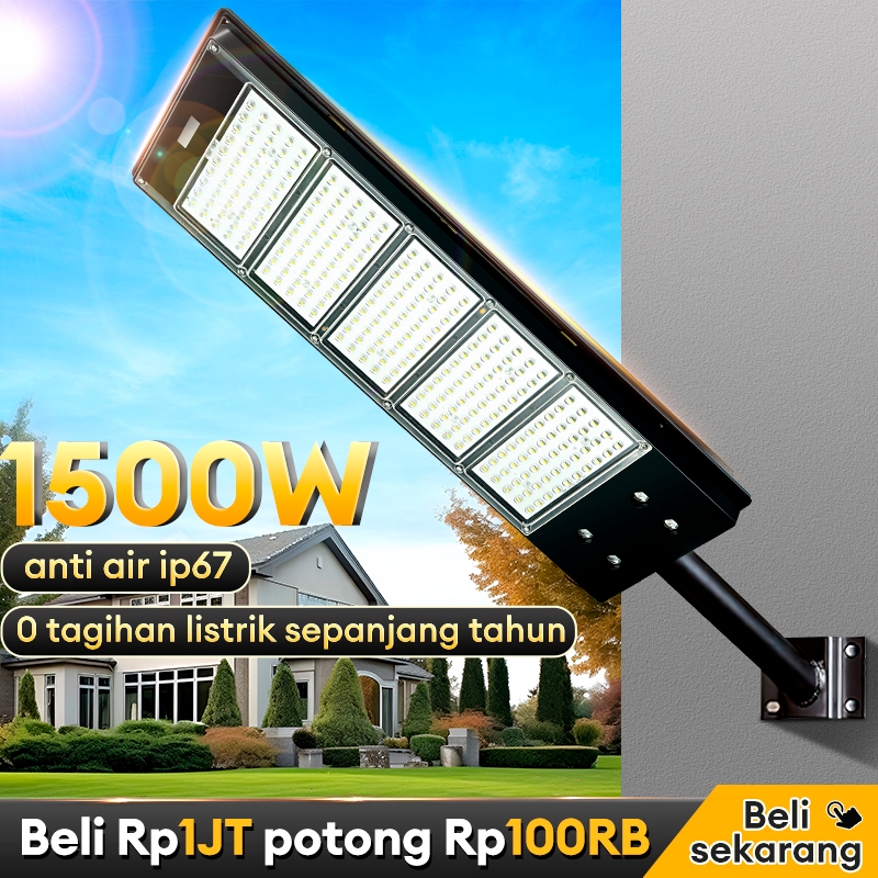 Garansi 30 tahun lampu tenaga surya outdoor otomatis nyala jalan LED 1500W Lampu jalan tenaga surya