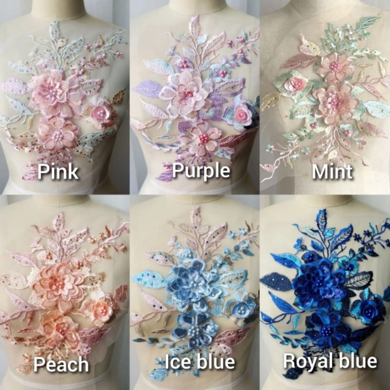 Lace bordir bunga 3d