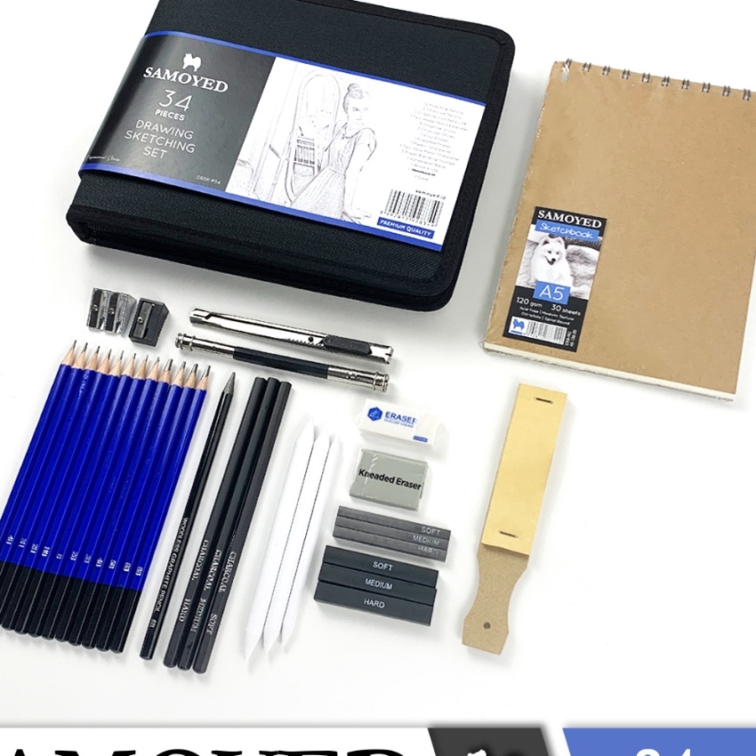 

KP8 Peralatan Pensil Gambar Sketsa Professional Drawing Sketching Set Samoyed DRSKP34