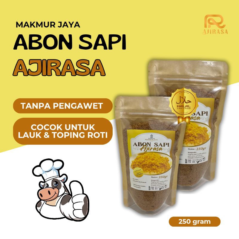 

Abon Sapi AJIRASA Asli Boyolali Kemasan 250gr / Toping Roti