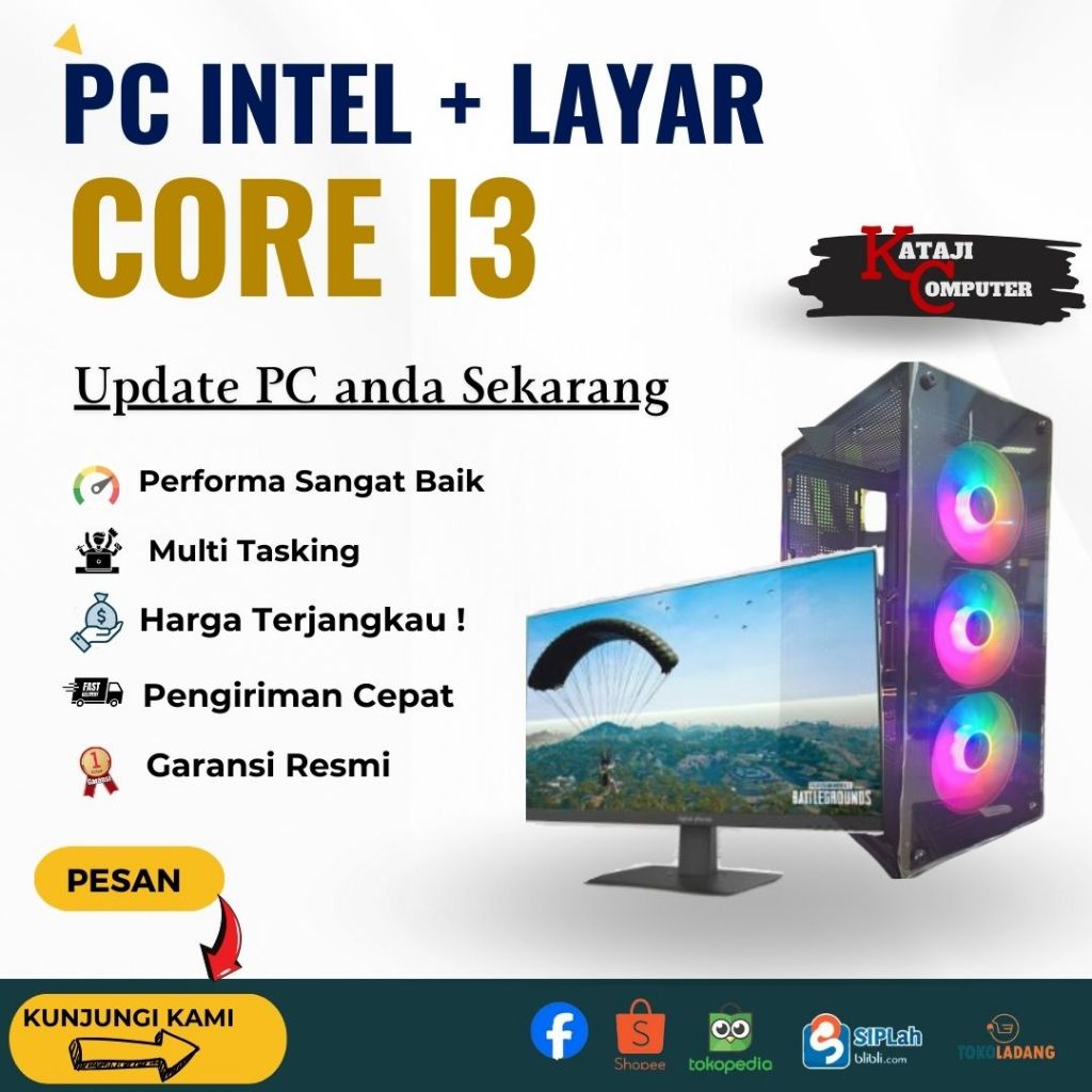 PC RAKITAN FULLSET OFFICE CORE i3 -10105F /GEN 10 / RAM 16 GB / SSD 256 GB/CASSING M-ATX