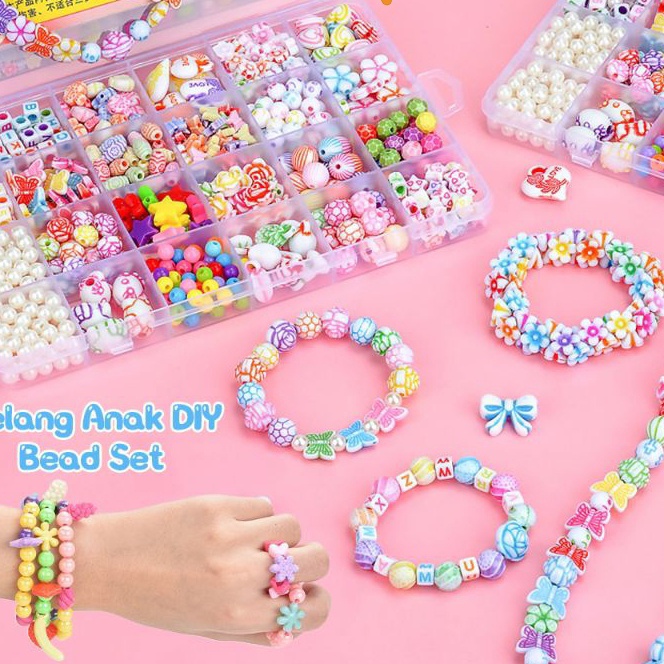 Langka Babyhome Mainan Edukasi Kreatifitas Anak Meronce Gelang Kalung GantunganBeaded Diy Meronce Ge