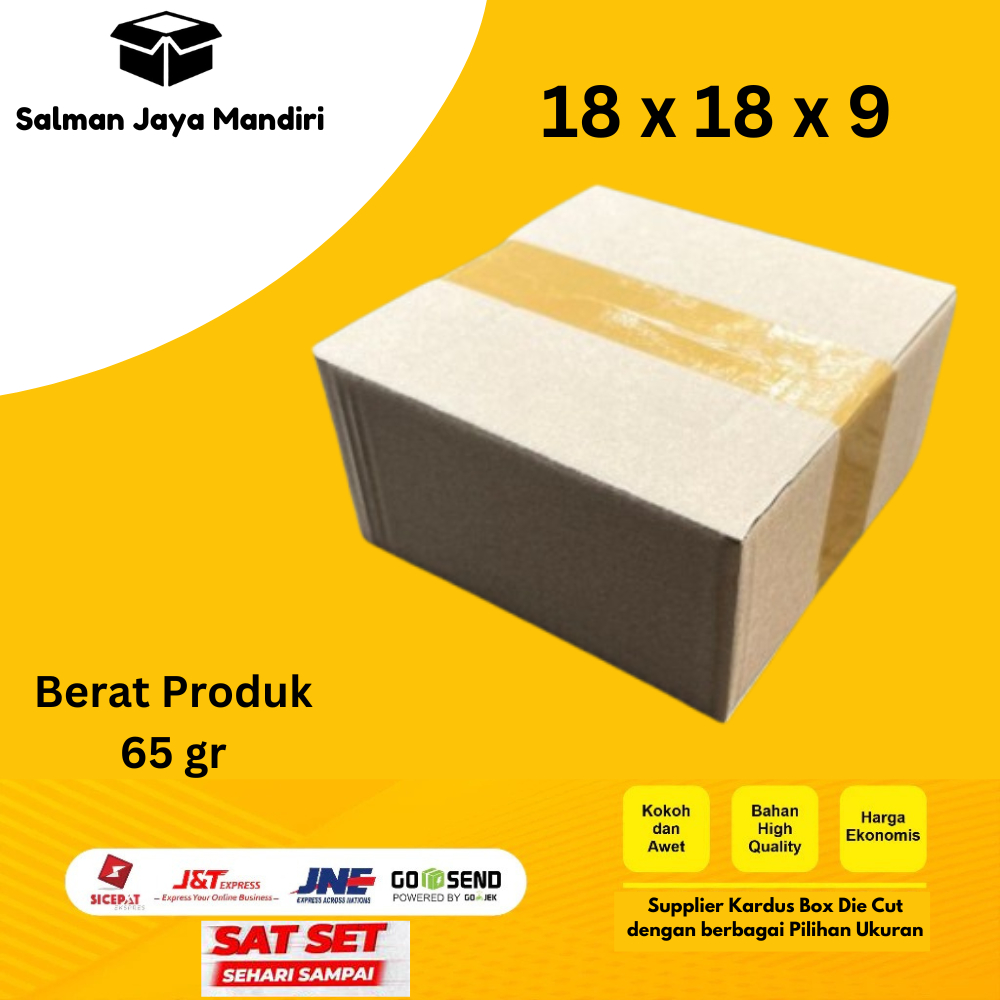 

Kardus Box Karton Kotak Dus Packing Polos 18x18x9