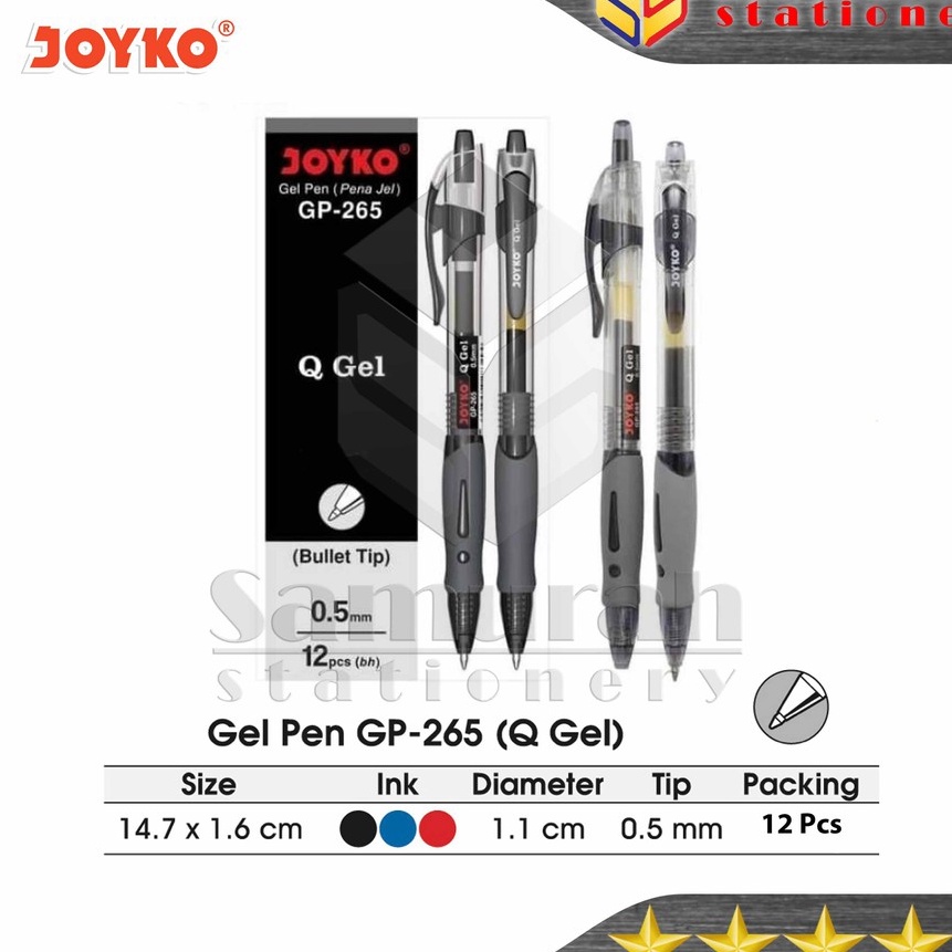 

KF7 Gel Pen Joyko Q Gel GP 265 GelPen QGel GP265 5 mm Pulpen JK GP265 Hitam Biru Merah Cetek