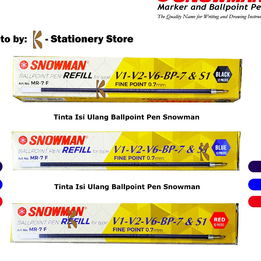 

Flash Sale Lusin Refill Tinta Isi Ulang Ballpoint Pen Snowman FINE size 7 Semi Gel Lusin