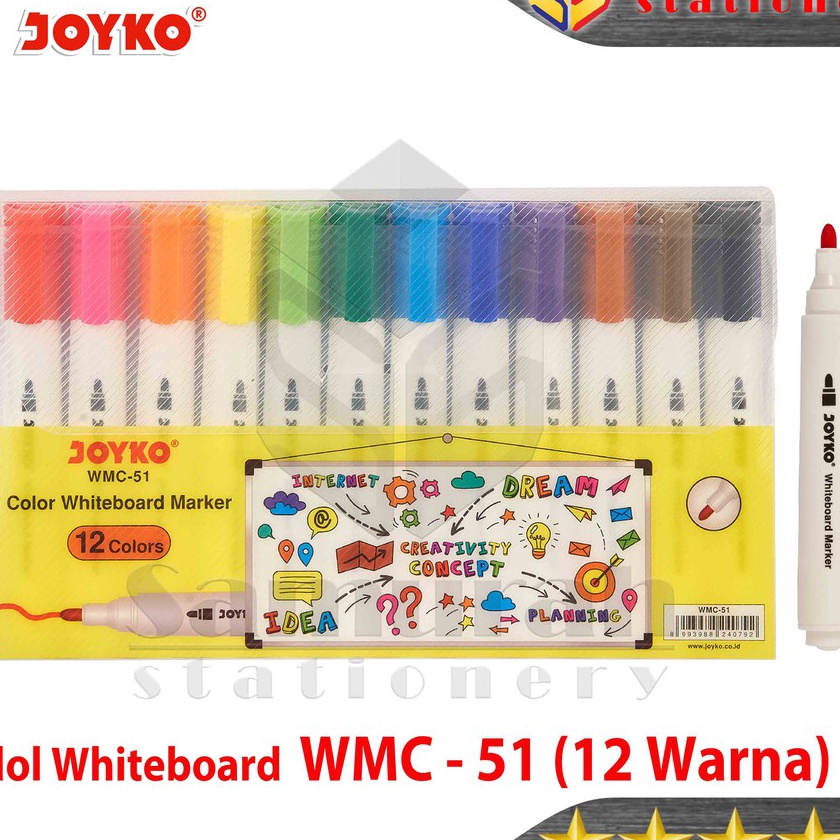 

Ekstra Spidol Whiteboard Marker Joyko WMC 51 isi 12 Warna Spidol Set Bisa Hapus 12W Papan Tulis WMC51