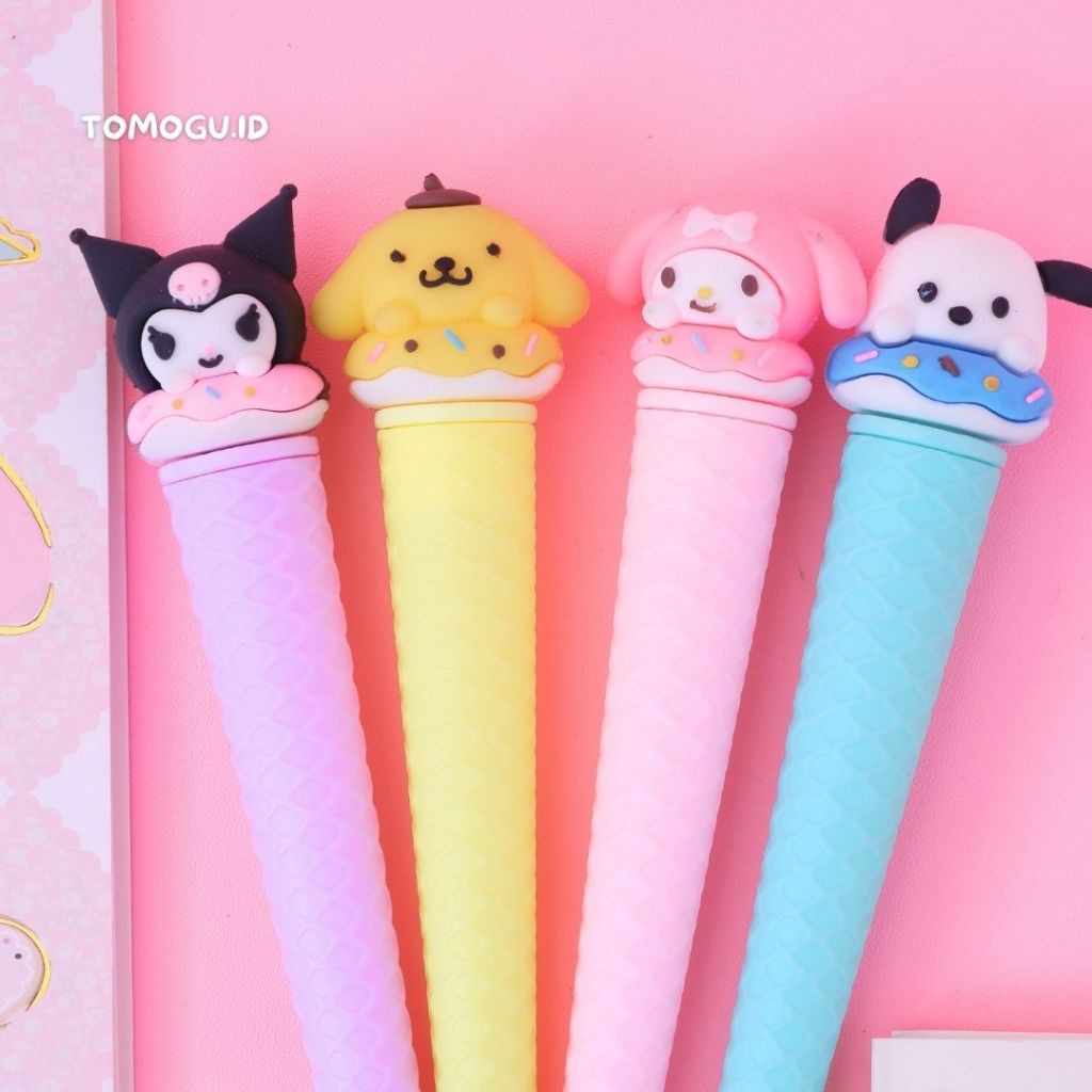 

Pena Gel Waffle Cone Kepala Sanrio Pulpen Bolpoint Pen Tinta Bolpen My melody Kuromi Pochacco