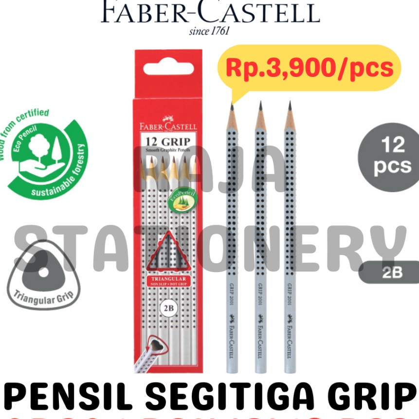 

KP8 FABER CASTELL TRIANGULAR PENCIL 2B PENSIL KAYU FABER SEGITA GRIP 21 12PCS
