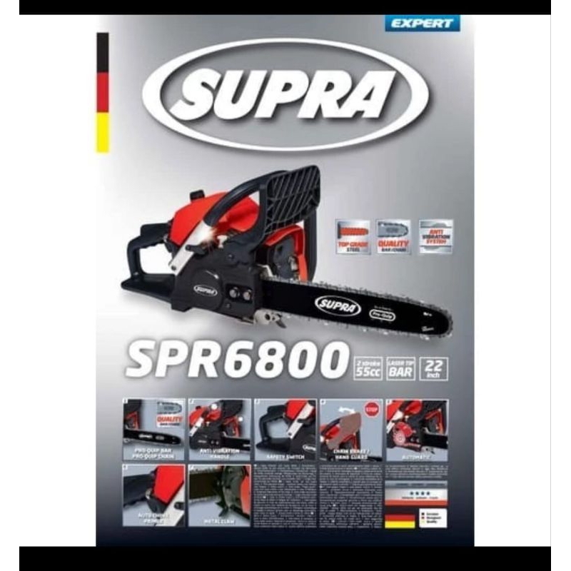 CHAIN SAW SUPRA TYPE SPR 6800 MESIN GERGAJI KAYU BAR BAJA SUPRA SPR6800