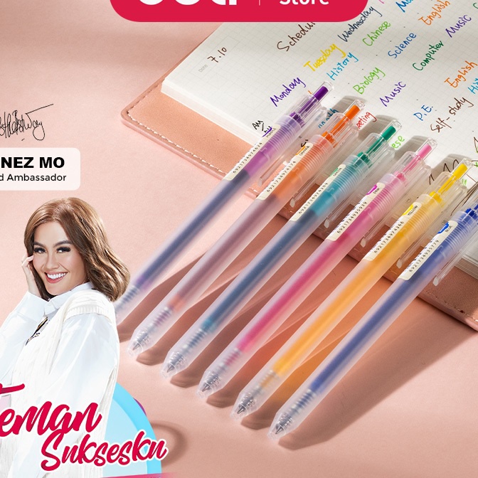 

KP8 Deli School Gel Pen Pulpen Gel 5 mm 6 Warna Retracable Gratis Sticker Lucu EG1186C