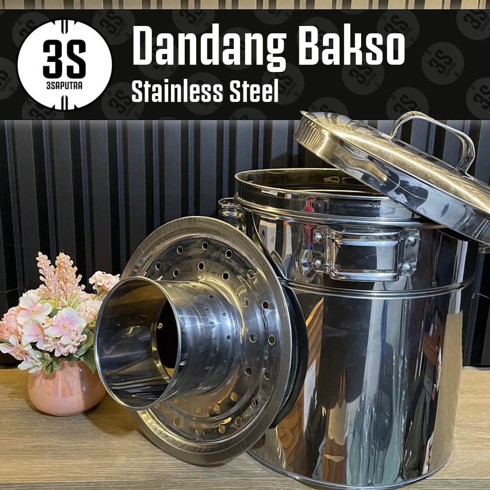DANDANG BAKSO 28 CM AIR 9 LITER PANCI STAINLESS STEEL TUTUP BIASA