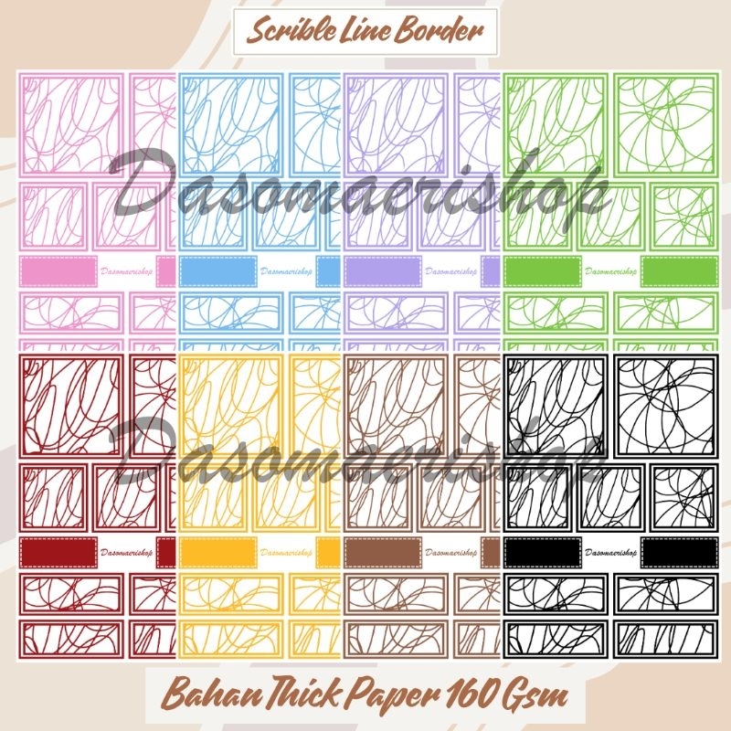 

Deco Paper Aesthetic Scribble Line Border Set 8 Pcs Kertas Dekorasi Journaling Scrapbook Handmade by Dasomaerishop