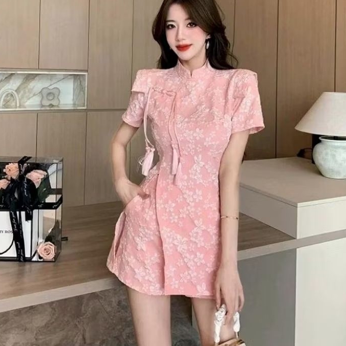 0533 Baju minidresss set celana pendek setcel CNY  XINYAN JACQUARD CHEONGSAM 2PCS  IMLEK Chinese New