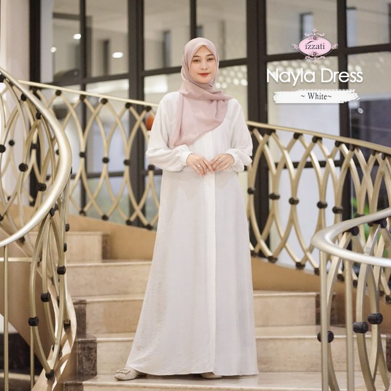 Gamis Putih Polos Wanita Premium Terbaru / gamis pesta mewah elegan / gamis Rayon / gamis jumbo izza