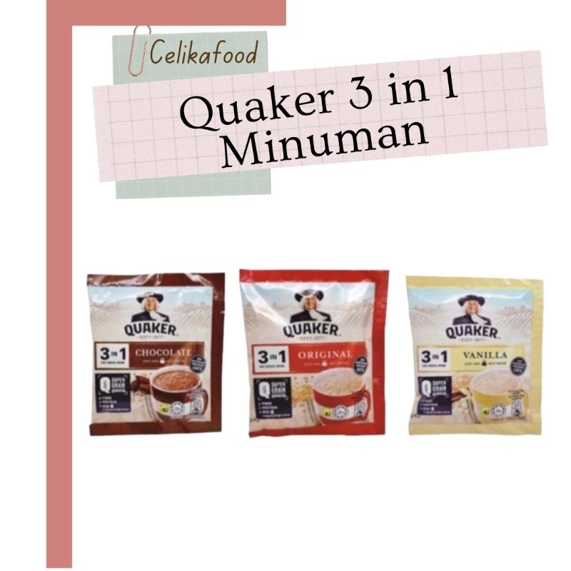 

Quaker Oats 3in1 Sachet 224gr Oat Vanila Cokelat Original Minuman Instan Sereal