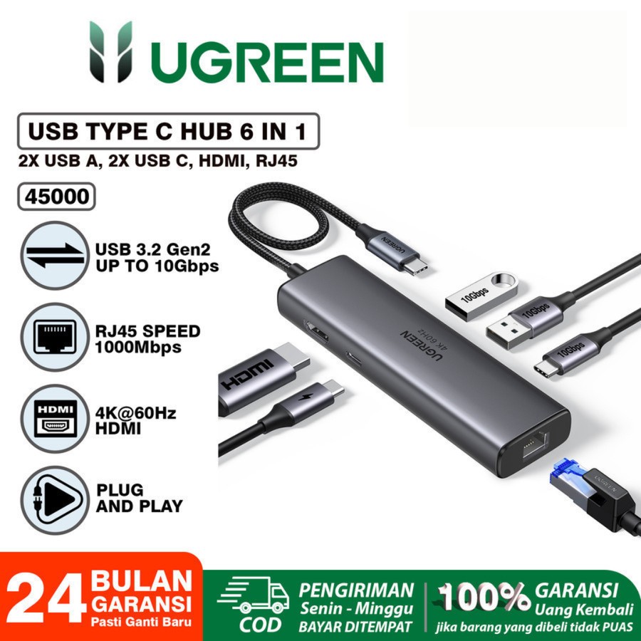 UGREEN HUB TYPE-C 6 IN 1 / 45000