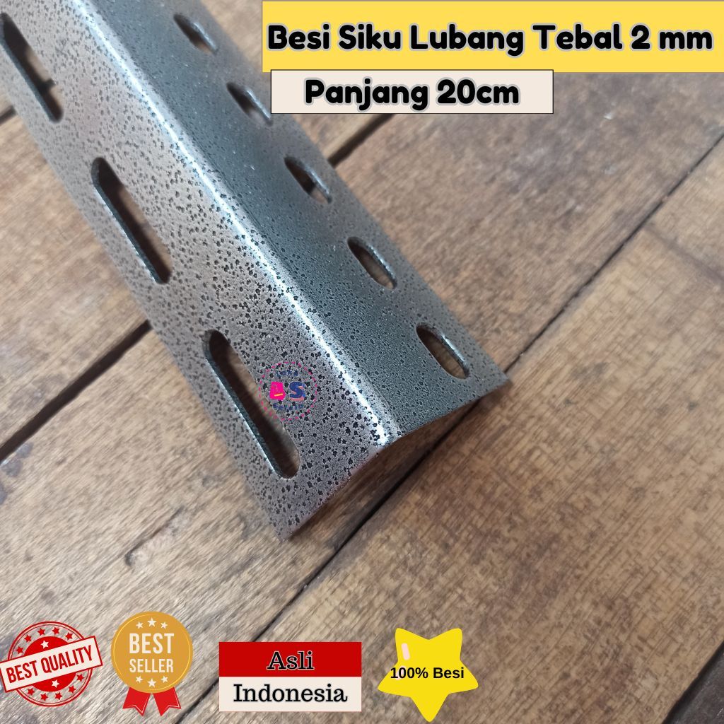 BESI SIKU LUBANG Tebal 2mm Panjang 20cm | Besi Siku Bahan Rak