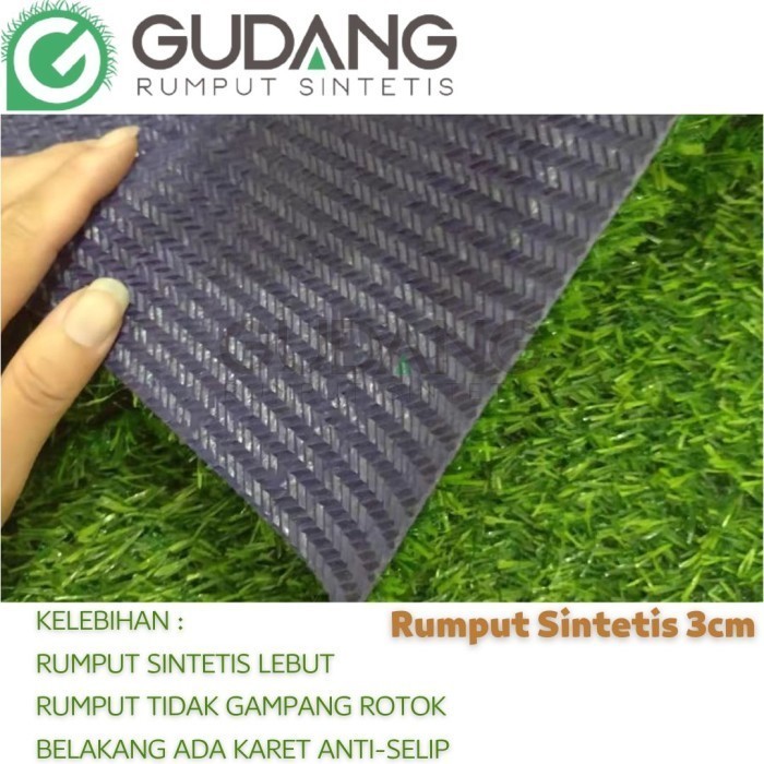 Rumput sintetis 3CM rumput palsu, 1ROLL 2 Meter X 25 Meter (hitam)