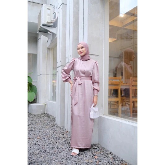 Amalia Dress Satin SIlk Luxury | Dress Kondangan Gamis Bridesmaid Pesta Elegan | Gamis Satin Remaja 