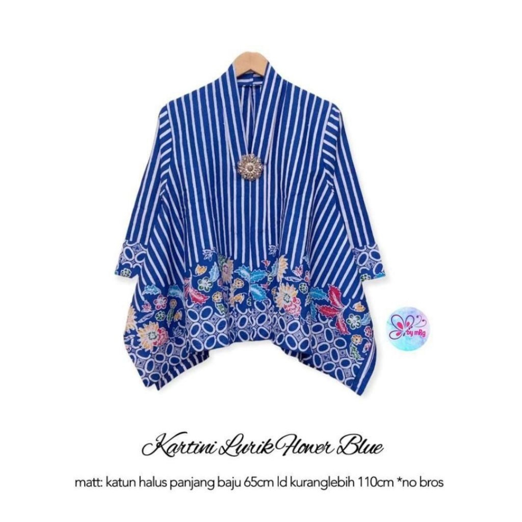 Sandang Jayaa - Kartini Blus Lurik Kembang Baju Blouse Batik Atasan Wanita Kekinian Korea Hijab Styl